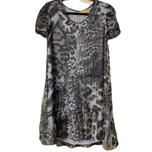 Alice + Olivia 100% Silk Animal Print Ruffle Mini Dress